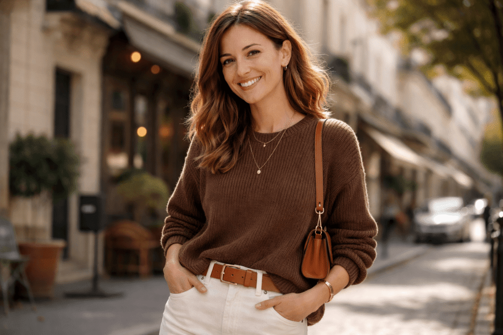 Pull marron femme