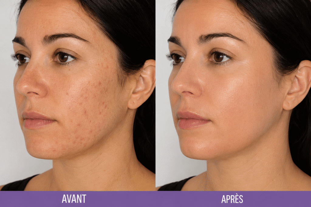 Peeling visage avant après
